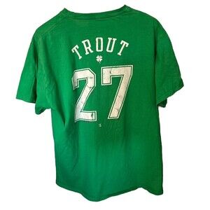 Mike Trout #27 Los Angeles Angels Men’s Size XL Green T-Shirt 4 Leaf Clover